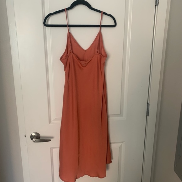 Salmon/coral satin slip dress - Picture 3 of 3